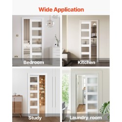 Liukuva taskuovi puu ja MDF huurrettu lasi 2035 x 765 mm valkoinen