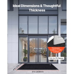 Eteismatto koko 2438 x 1219 mm harmaa raidallinen pitkänurkkainen polyesteri PVC-tausta