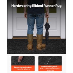 Eteismatto koko 2438 x 1219 mm harmaa raidallinen pitkänurkkainen polyesteri PVC-tausta