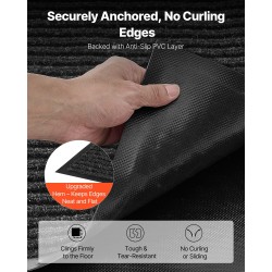 Eteismatto koko 2438 x 1219 mm harmaa raidallinen pitkänurkkainen polyesteri PVC-tausta