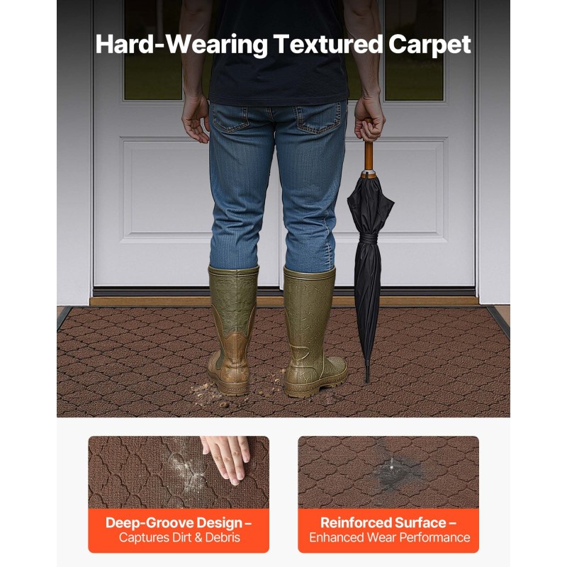 Eteismatto polypropeenipinnalla 1194 x 889 mm TPE-tausta ruskea sisä- ja ulkokäyttöön