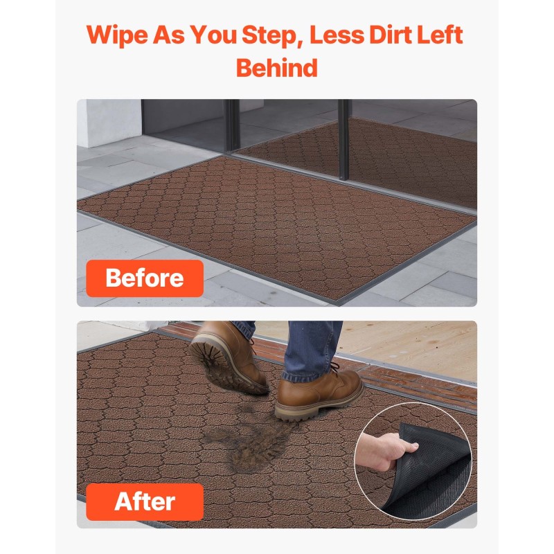 Eteismatto polypropeenipinnalla 1194 x 889 mm TPE-tausta ruskea sisä- ja ulkokäyttöön