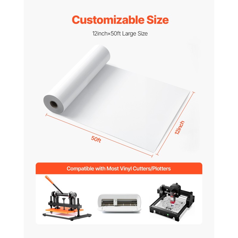 Lämmönsiirtovinylirulla PVC kiiltävä valkoinen 305 x 15240 mm 0,23 mm