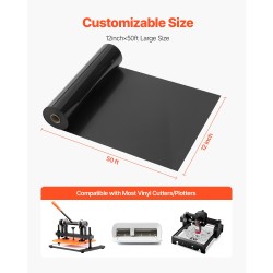 Lämpösiirtokalvorulla PVC-materiaali leveys 12 tuumaa pituus 50 jalkaa kiiltävä musta