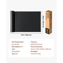 Lämpösiirtokalvorulla polyvinyylikloridi kiiltävä musta kaksitoista tuumaa kaksikymmentäviisi jalkaa tekstiileille