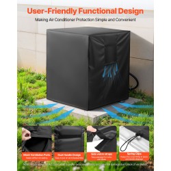 Ulkoyksikön suojus ilmastointilaitteelle 190T taftikangas 762 x 762 x 810 mm musta