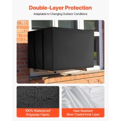 Ilmastointilaitteen suojus musta kaksikerroksinen 190T vedenpitävä tafti 530x400x380 mm