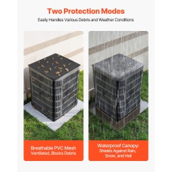 Ilmastointilaitteen ulkoyksikön suojus musta muoviverkko 190T tafti 711x711x812 mm