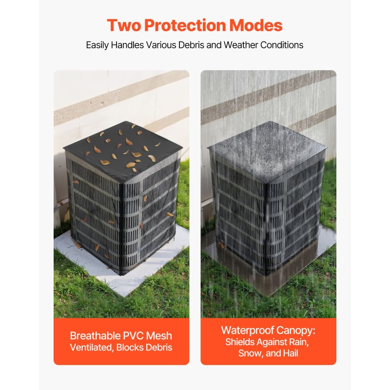 Ilmastointilaitteen ulkoyksikön suojus musta muoviverkko 190T tafti 711x711x812 mm