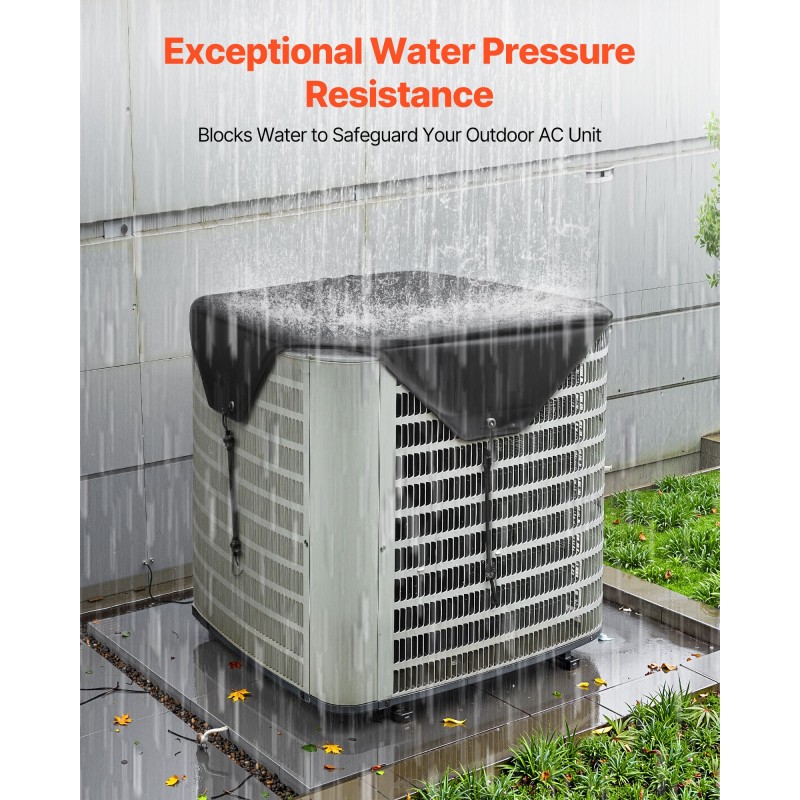 Ilmastointilaitteen ulkoyksikön suojus 190T-tafti PVC-vuori 710 x 710 mm musta