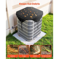 Ilmastointilaitteen ulkoyksikön suojapeite 190T-tafti PVC-pinnoite musta 910 x 910 mm