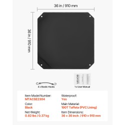 Ilmastointilaitteen ulkoyksikön suojapeite 190T-tafti PVC-pinnoite musta 910 x 910 mm