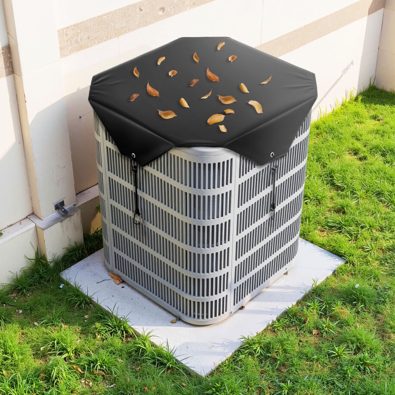 Ilmastointilaitteen ulkoyksikön suojapeite 190T-tafti PVC-pinnoite musta 910 x 910 mm