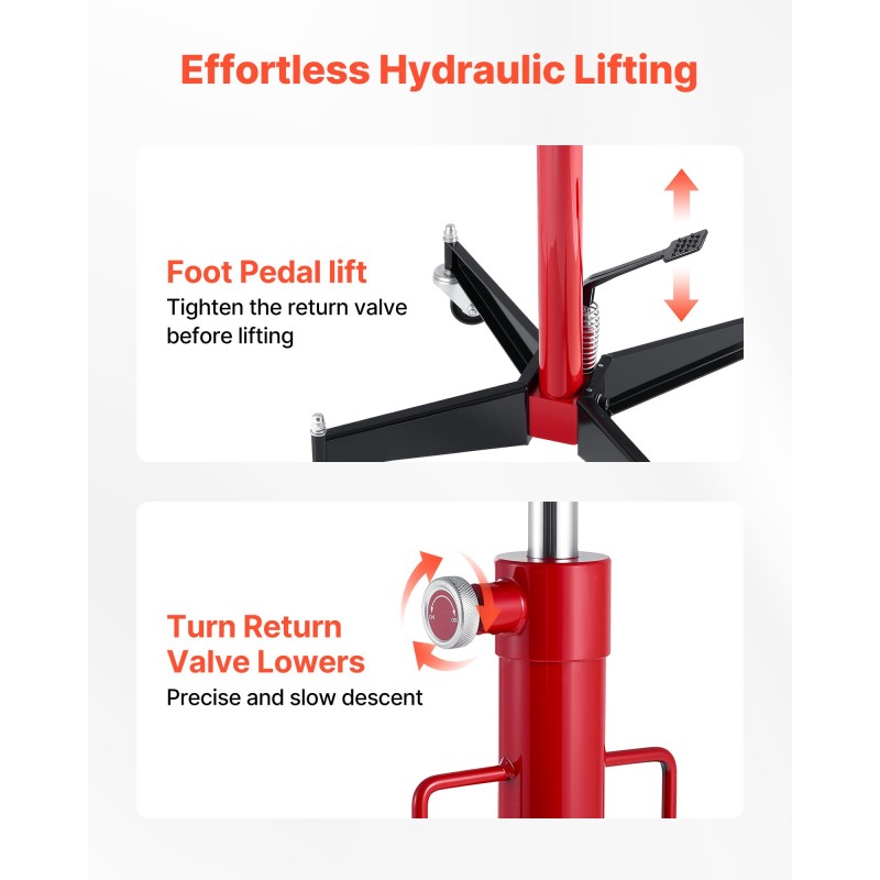Hydraulinen vaihteistonostin teräsrunko 500 kg säädettävä 127–202 cm jalkapoljin