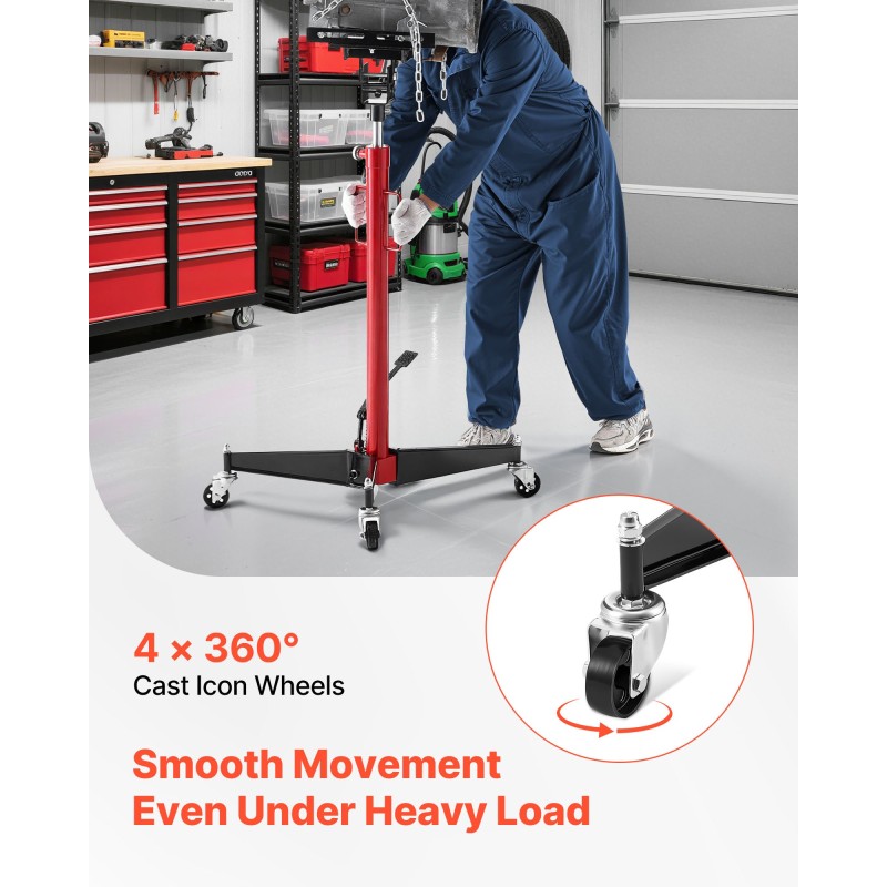 Hydraulinen vaihteistonostin teräsrunko 500 kg säädettävä 127–202 cm jalkapoljin