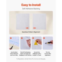 Itsekiinnittyvä muovinen tapettirulla 45 cm 10 m valkoinen puunsyykuvio