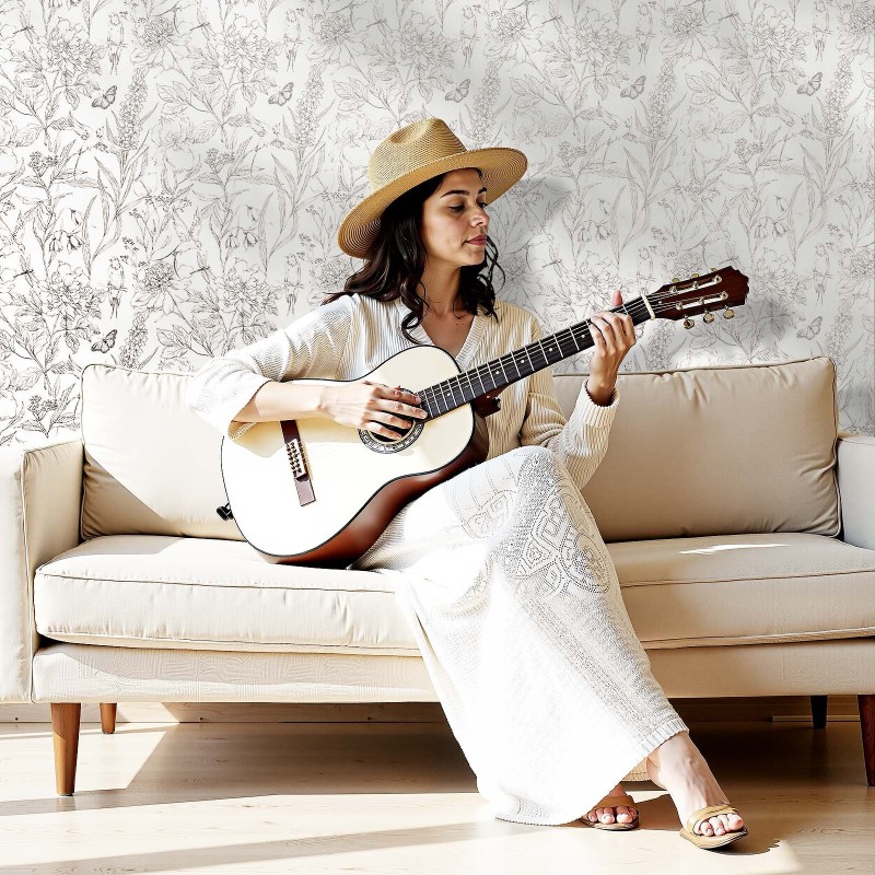 Tapettirulla PVC-muovinen itsekiinnittyvä 45 cm x 10 m vedenkestävä kasvi ja kukkakuvio