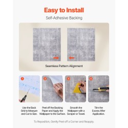 Itsekiinnittyvä PVC-vinyylitapettirulla 40 cm x 15 m tumma harmaa seinälle