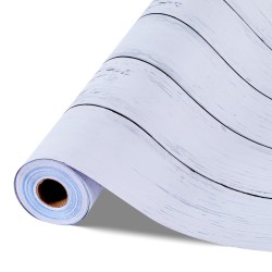 Itsekiinnittyvä vinyylitapettirulla 45 cm 12 m valkoinen puukuviollinen