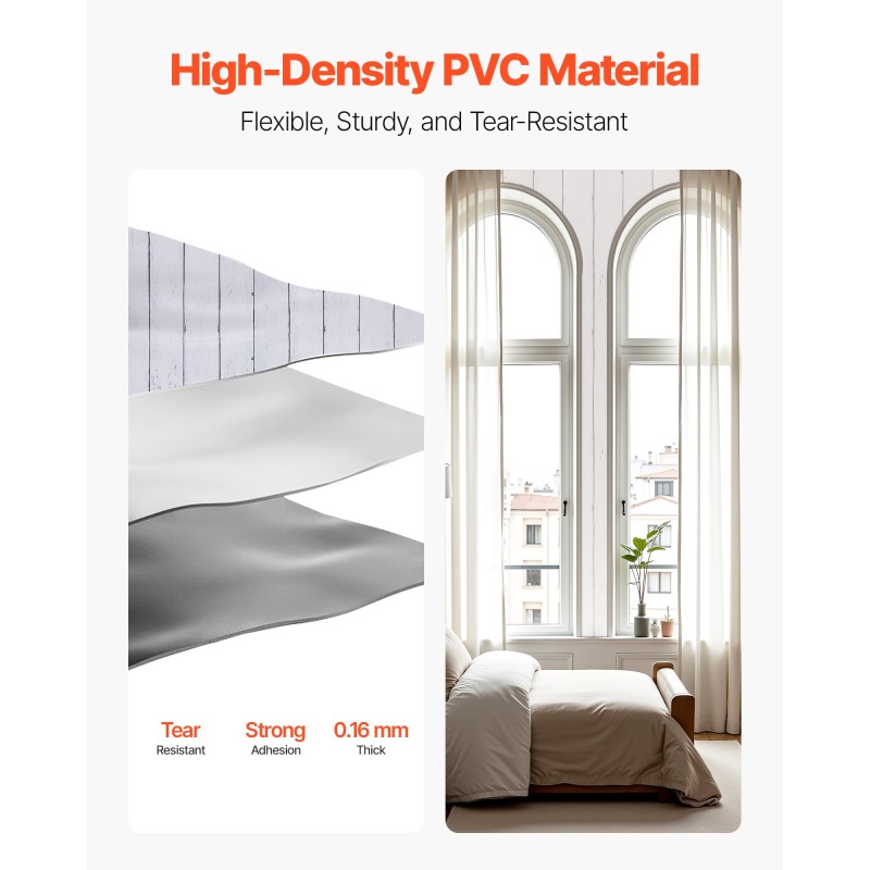 Itsekiinnittyvä vinyylitapettirulla 45 cm 12 m valkoinen puukuviollinen