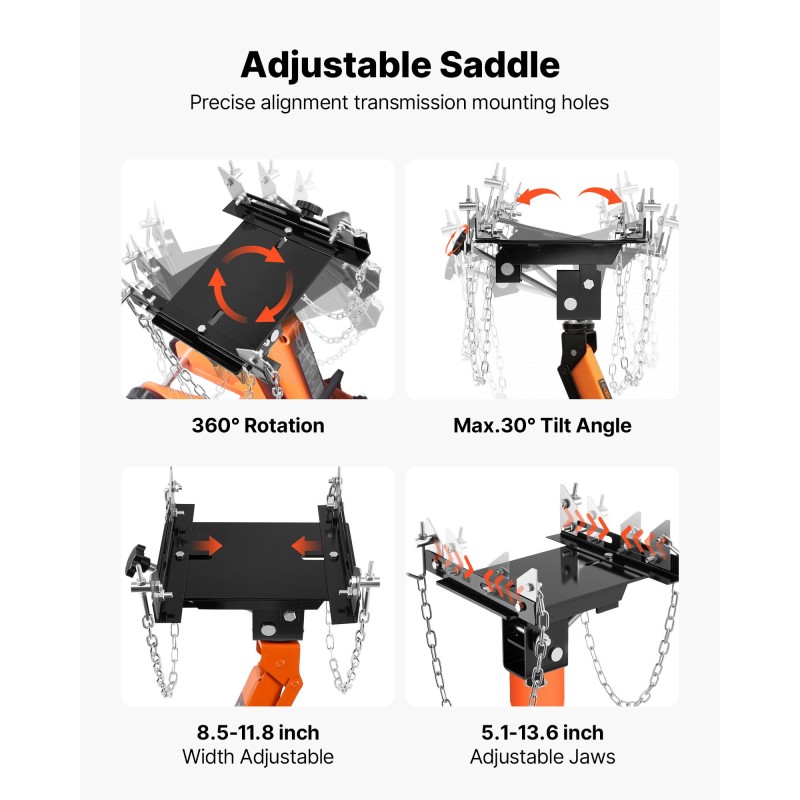 Vaihteistonostimen adapteri lattiatunkille teräsrakenne 500 kg kantavuus säädettävä alusta ketjuilla