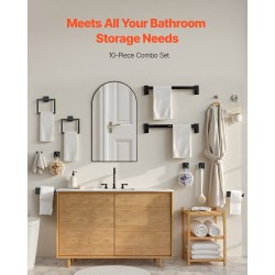 Kylpyhuonetarvikesetti 10-osainen SUS201 ruostumaton teräs mattamusta seinäkiinnitteinen