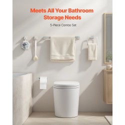 Seinään asennettava viisi-osainen kylpyhuonesetti ruostumaton teräs pyyhetanko