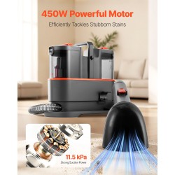 Kannettava matto- ja verhoilunpuhdistin 450 W 1,5 l säiliö