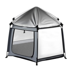 Kuusikulmainen taittuva leikkikehä 150 cm hengittävä verkkokangas aurinkosuojilla