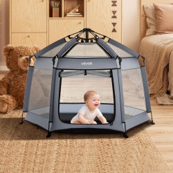 Kuusikulmainen taittuva leikkikehä 150 cm hengittävä verkkokangas aurinkosuojilla