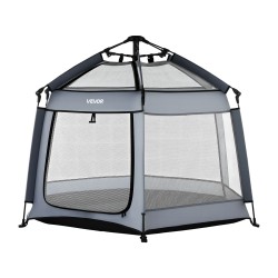 Kuusikulmainen taittuva leikkikehä 150 cm hengittävä verkkokangas aurinkosuojilla