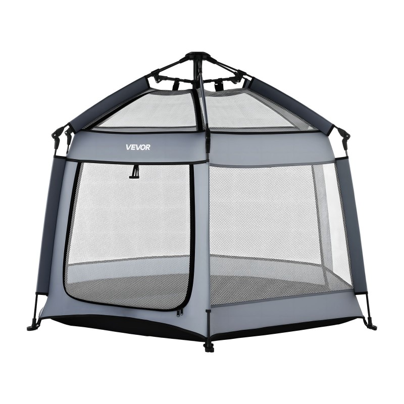 Kuusikulmainen taittuva leikkikehä 150 cm hengittävä verkkokangas aurinkosuojilla