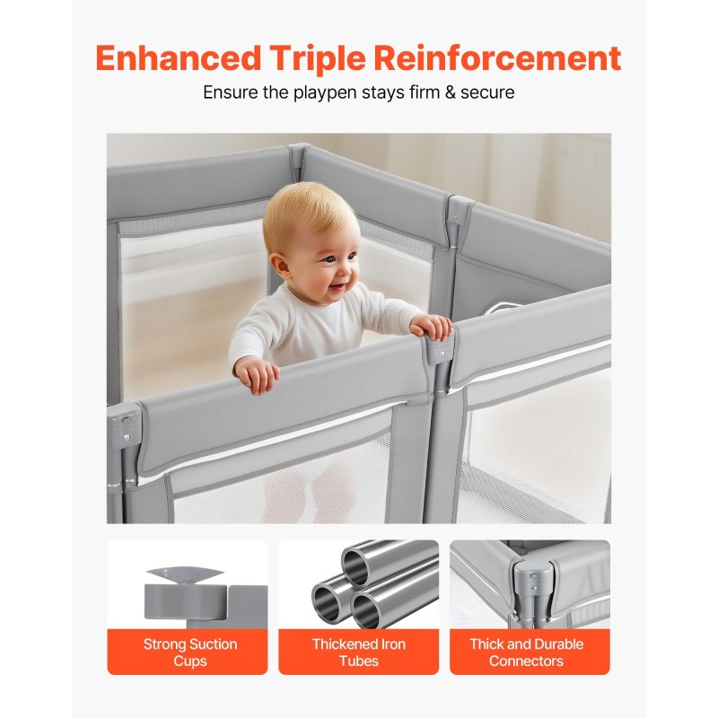 Taittuva leikkikehä 120 x 120 cm 210D kangaspäällisellä rautaputkilla