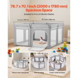 Leikkikehä 2000 x 1780 mm taittuva irrotettava konepestävä Oxford-kangaspäällinen