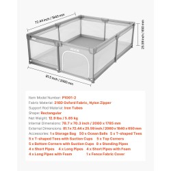 Leikkikehä suorakaiteen sisämitat 2000x1785 mm 50 pehmeää palloa 6–24 kuukauden ikäisille
