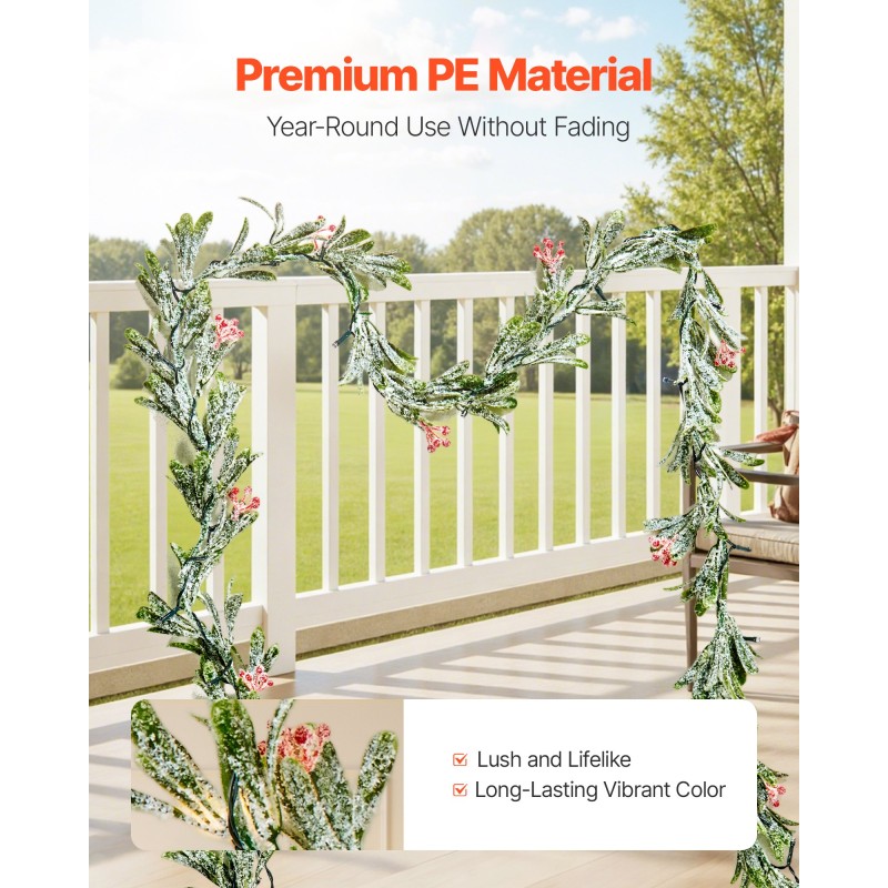 Jouluköynnös PE-muovista 2,01 m 20 LED-valolla sisä- ja ulkokäyttöön