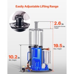 Ilmahydraulinen pullonostin 20 t 260–495 mm ilma ja käsipumppu