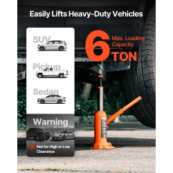 Hydraulinen pullotunkki 6 t 195–375 mm nostokorkeus valurauta hiiliteräs kompaktikoko