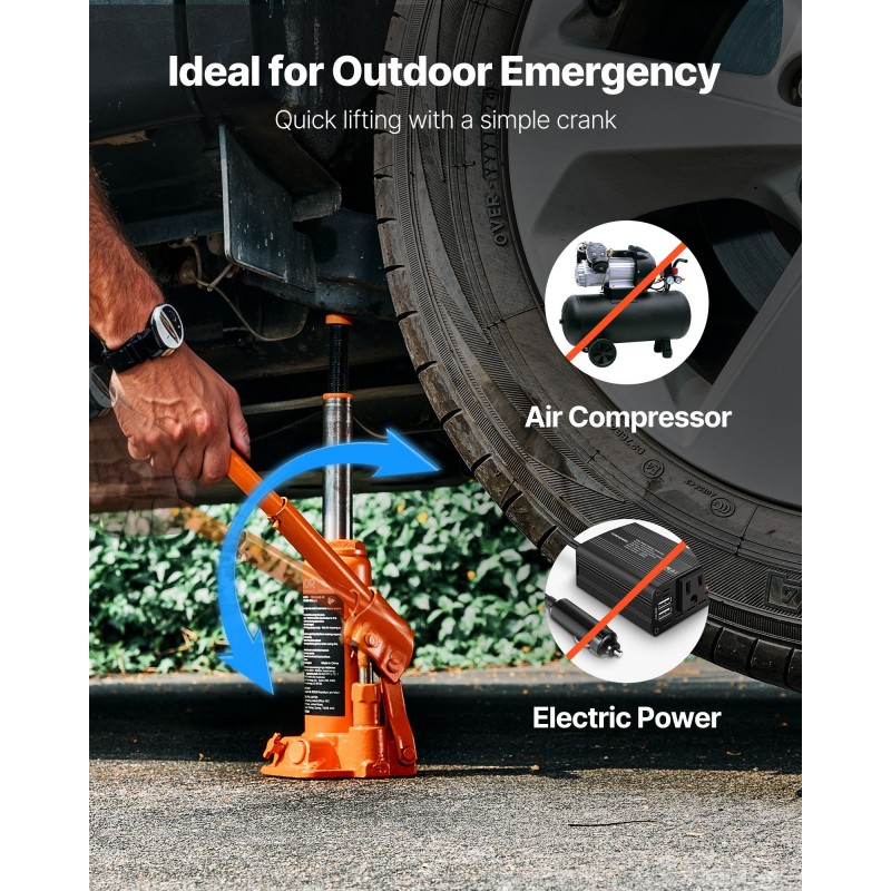 Hydraulinen pullotunkki 4 tonnia valurauta hiiliteräs 185–350 mm säädettävä ruuvi