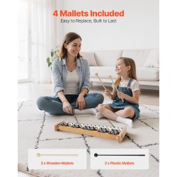 Glockenspiel-kellopeli 27-ääninen matalahiiliteräslevyt ääniala G2–A5 luonnonpuinen pohja 4 kapulaa kantolaukku