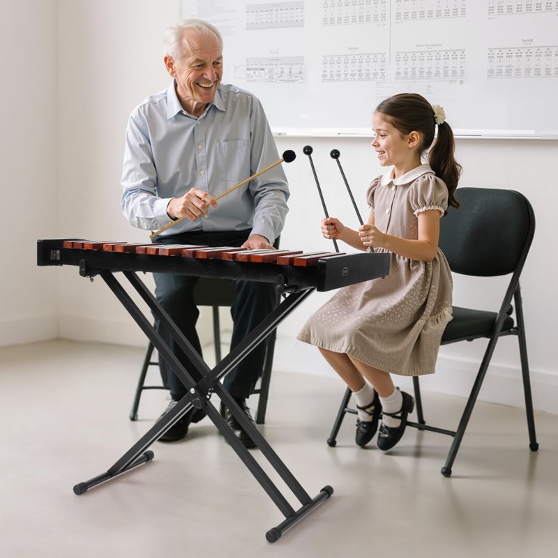 Puinen kellopeli 37-ääninen C4–C7 säädettävä X-teline kapulat kantolaukku