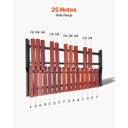Puinen ksylofoni 25-ääninen puukoskettimet matalahiiliteräskielet taitettava ristijalusta