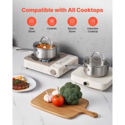 Kastikekasari pinnoittamaton ruostumaton teräs 16 cm lasikannella induktiolle sopiva