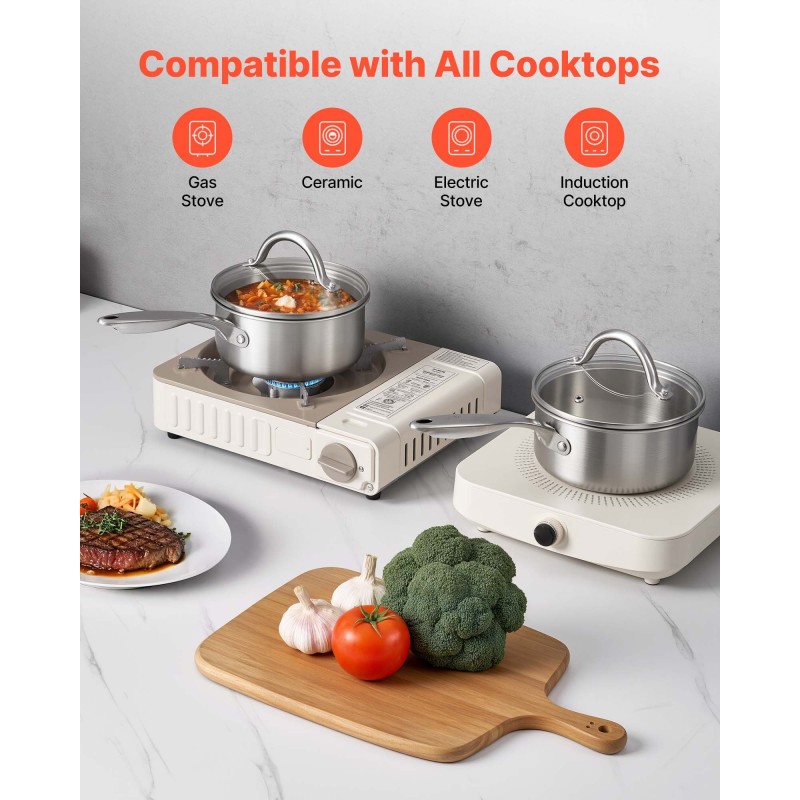 Kastikekasari pinnoittamaton ruostumaton teräs 16 cm lasikannella induktiolle sopiva