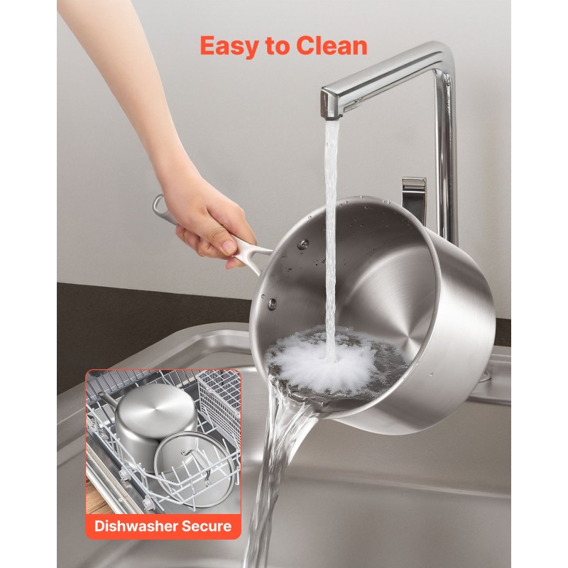 Kasari pinnoitteeton 304-ruostumaton teräs 3,8 l lasikansi induktiolle