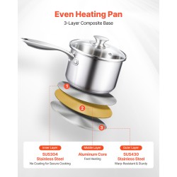 Pinnoitteeton ruostumaton teräskasari pieniin arjen ruokiin höyrystinkerroksella lasikannella