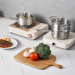 Kasari 1.5QT pinnoitteeton ruostumaton teräs höyrytysosalla lasikannulla uuninkestävä