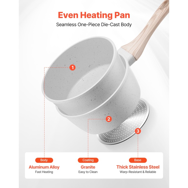 Kastikekattila 16 cm alumiiniseos maifan kivipinnoite irrotettava kahva induktiolle yhteensopiva