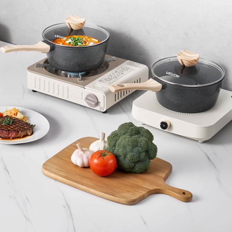 Kattila 20 cm alumiiniseos tarttumaton marmorpinnoite induktiolle sopiva lasikansi irrotettava bakeliittikahva