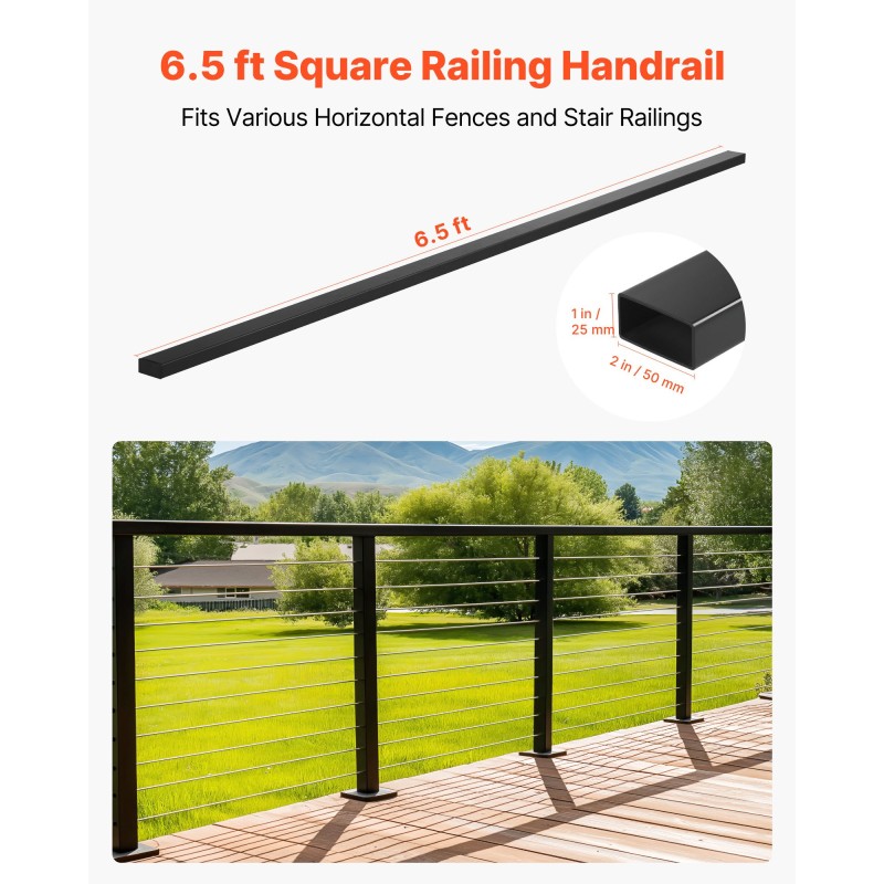 Käsijohdesarja 4 kpl 304-ruostumatonta terästä 198 cm mattamusta